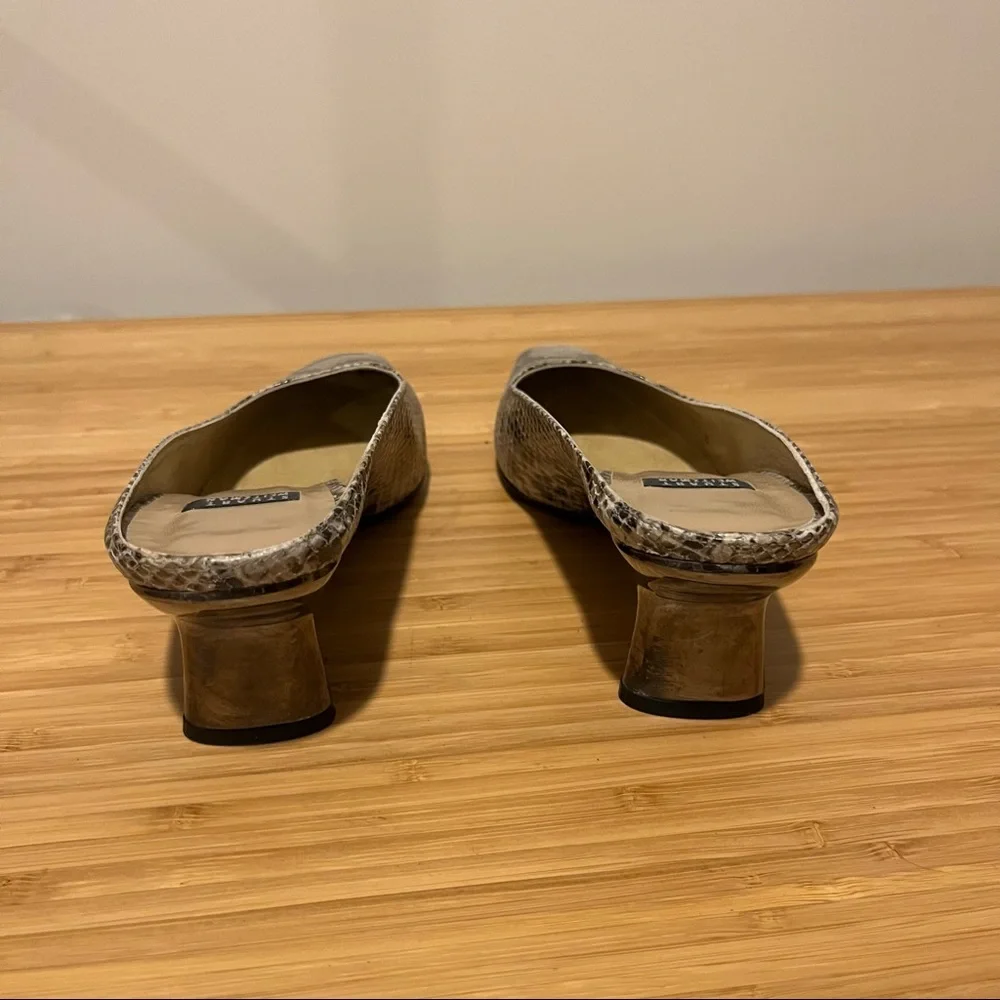 Heeled Mules Snakeskin Mules Heels Vintage - Picture 5 of 5